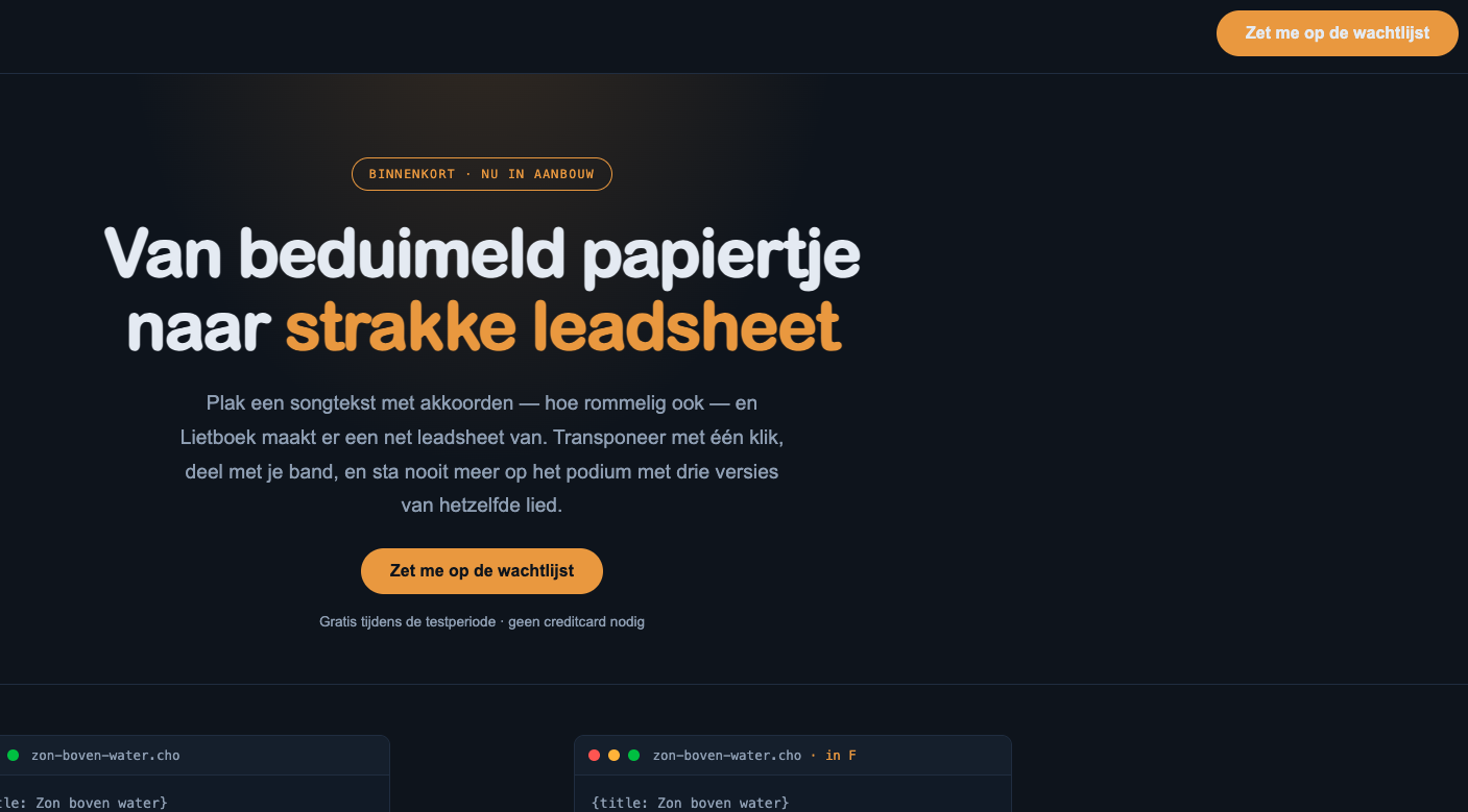 Lietboek website showcase